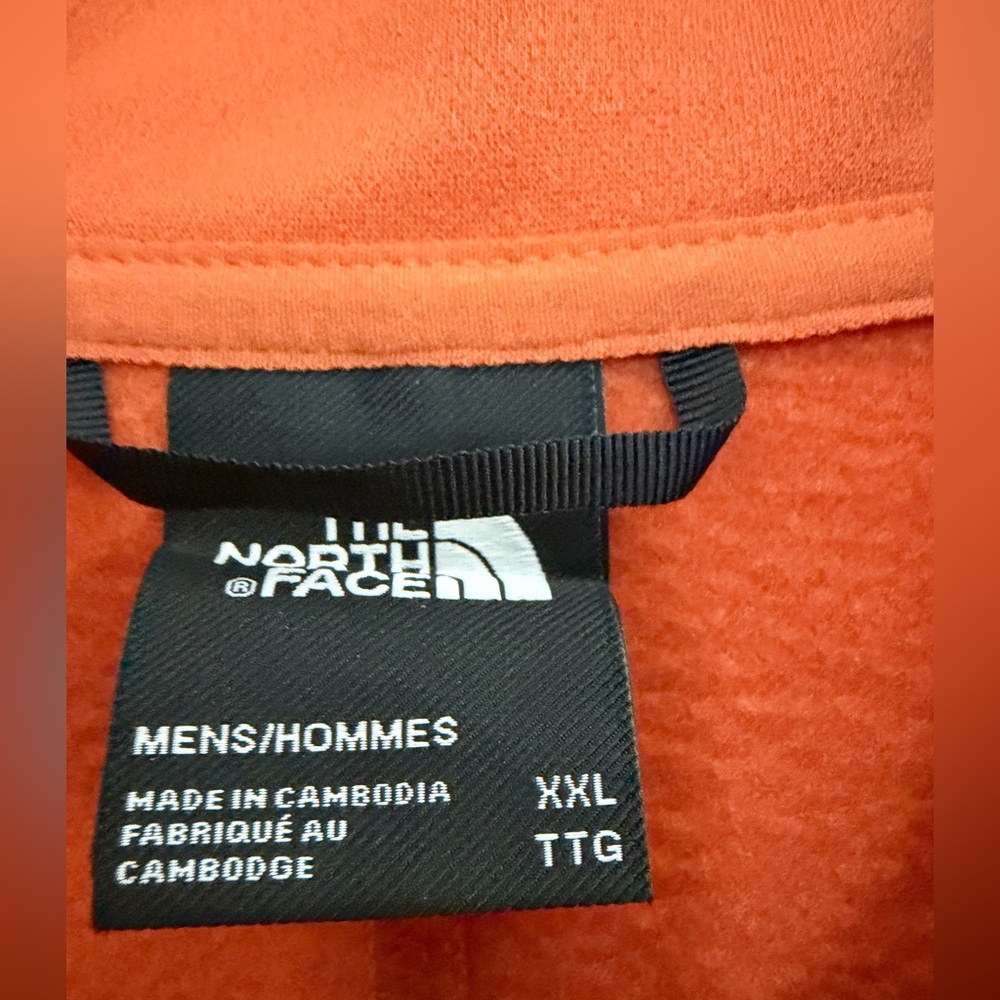 ❤️The North Face Orange Fleece Jacket with Black Chest Pocket New Size XXL - Picture 6 of 14